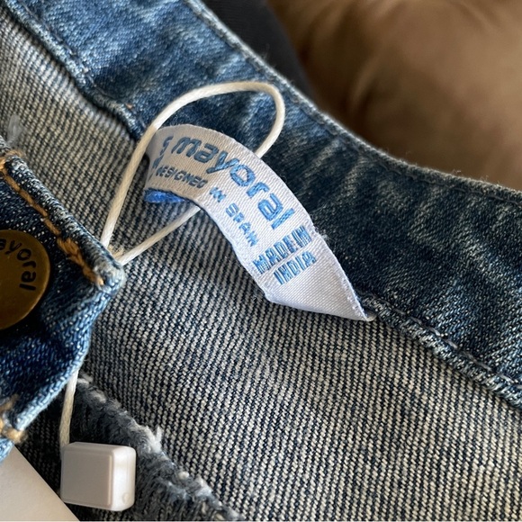 SEE VIDEO Super Cute Girl's Mayoral Blue Denim Jacket with Embroidery, Size 5 - Picture 7 of 8